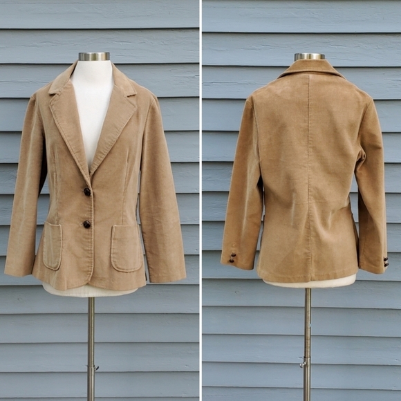 Vintage 70s Western Boho Tan Corduroy Single Button Blazer Coat Jacket Medium - Picture 1 of 4